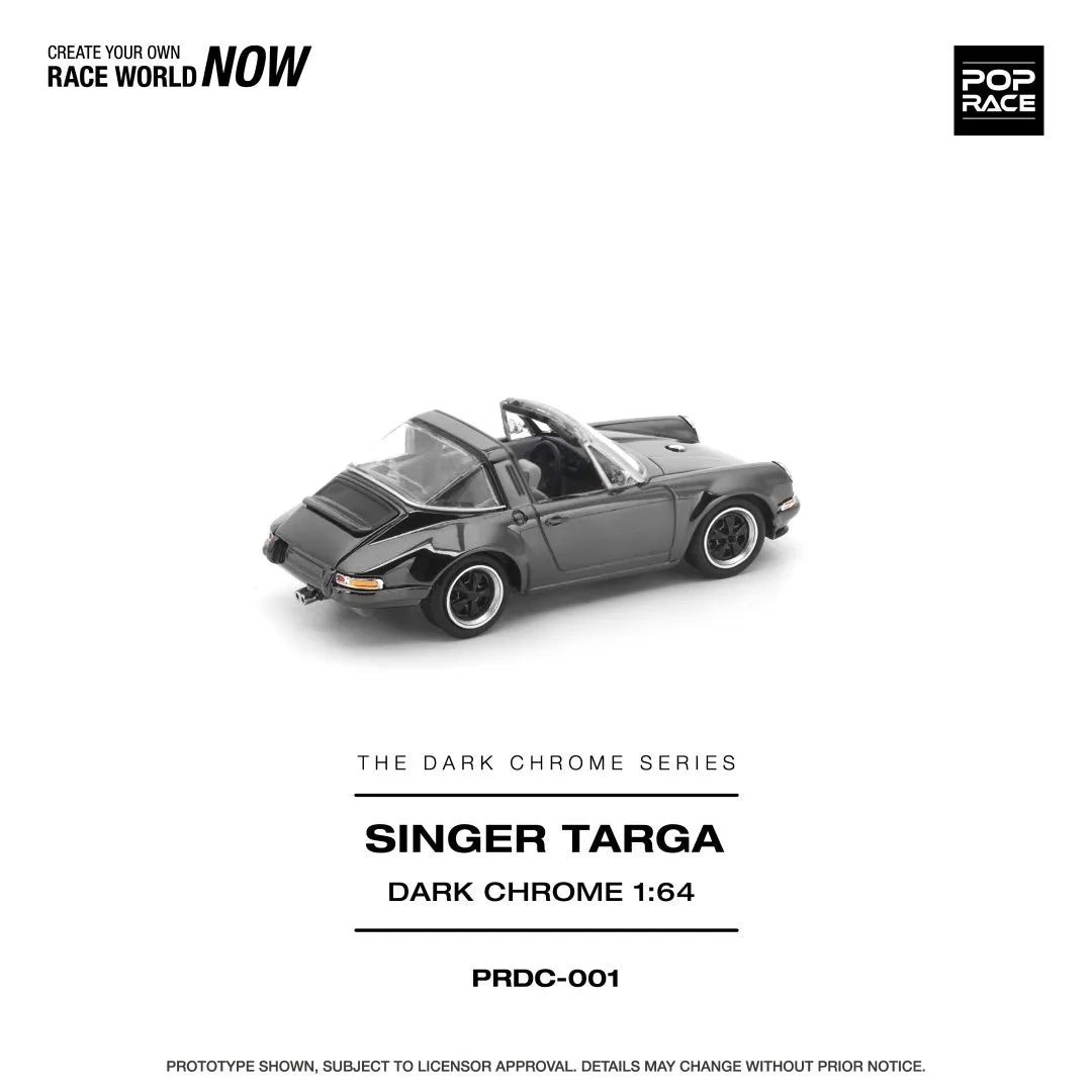 Pop Race Singer Targa Dark Chrome 1:64 diecast model car rear view