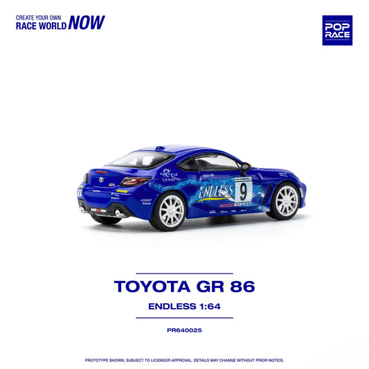 Rear view of Toyota GR86 Endless Edition 1:64 diecast car by Pop Race