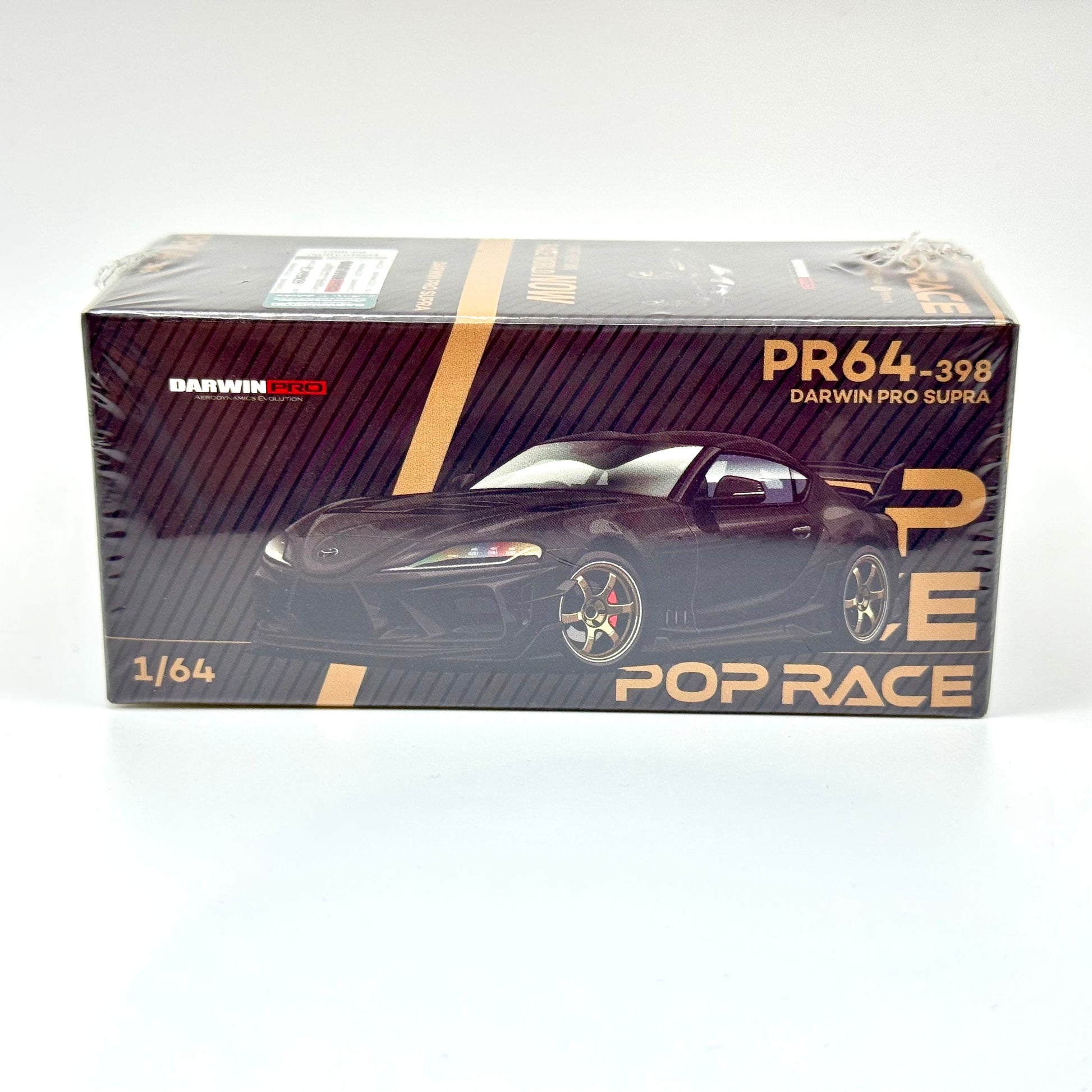 Pop Race Toyota Supra A90 Darwin Pro 66G WBK Carbon Edition 1:64 diecast model boxed front view