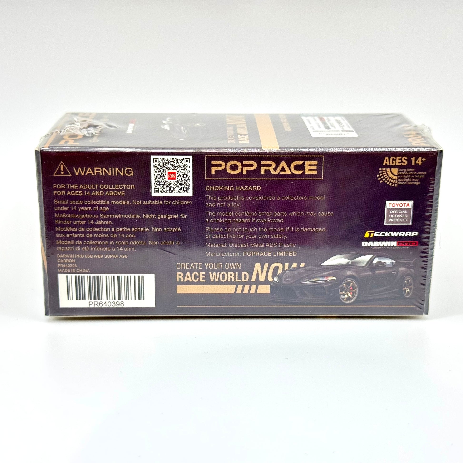 Pop Race Toyota Supra A90 Darwin Pro 66G WBK Carbon Edition 1:64 diecast model boxed rear view