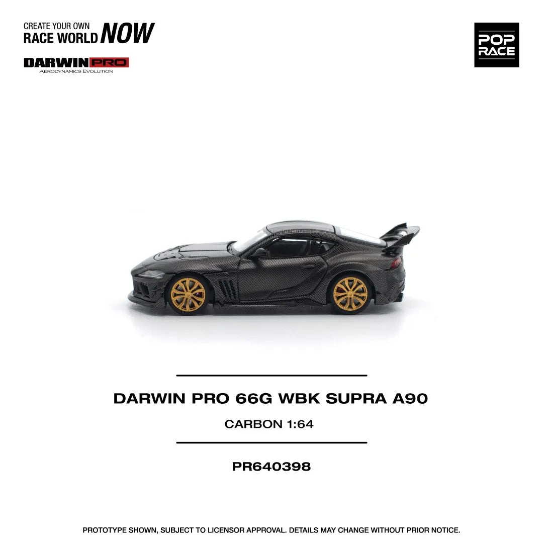 Pop Race Toyota Supra A90 Darwin Pro 66G WBK Carbon Edition 1:64 diecast model left side view