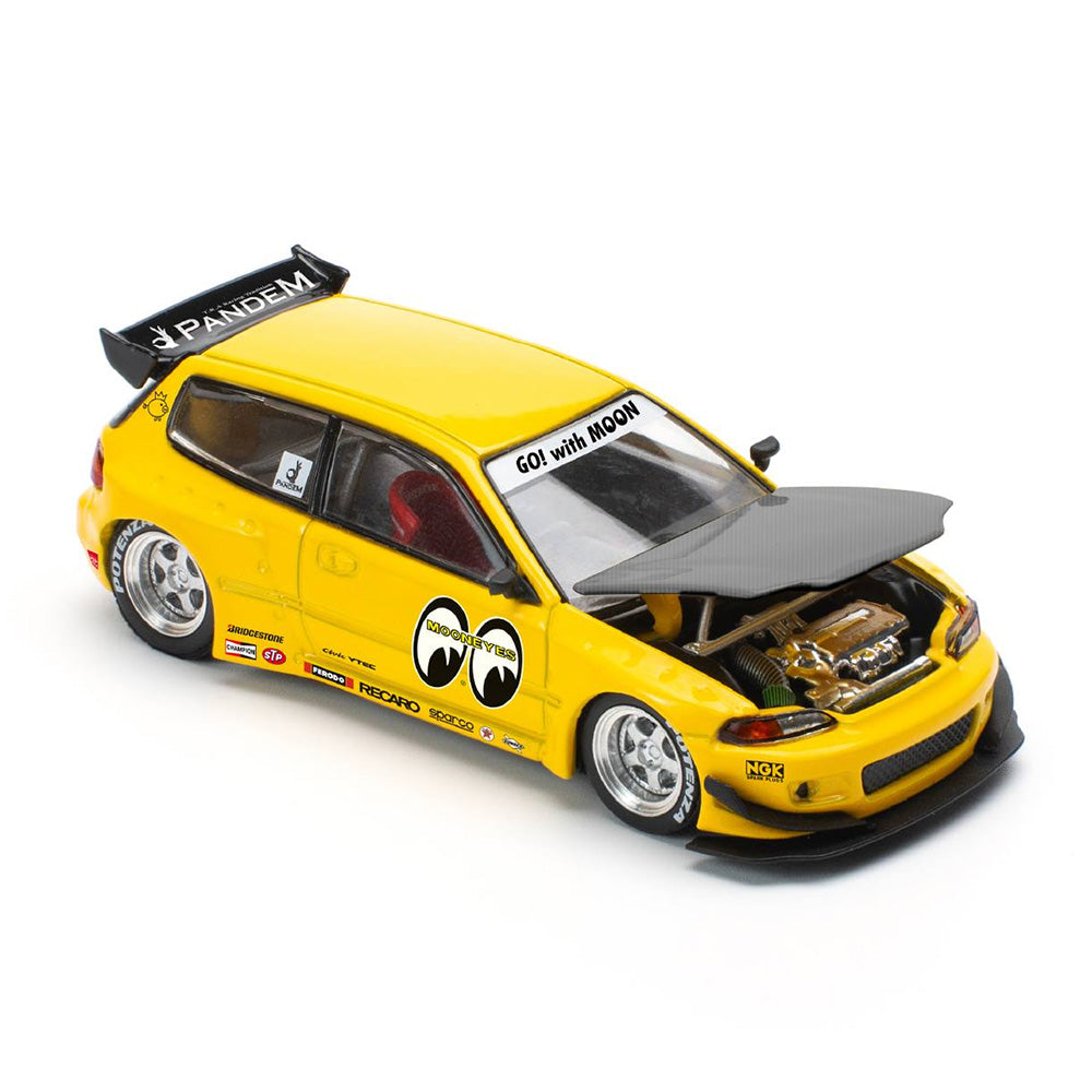 Honda Civic EG6 Pandem Rocket Bunny Mooneyes front angle Pop Race 1:64 diecast