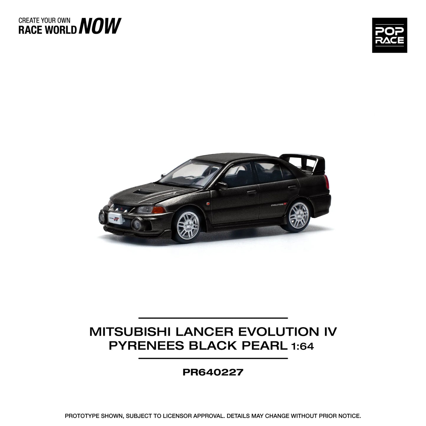 Mitsubishi Lancer Evolution IV Pyreness Black Pearl front three-quarter view