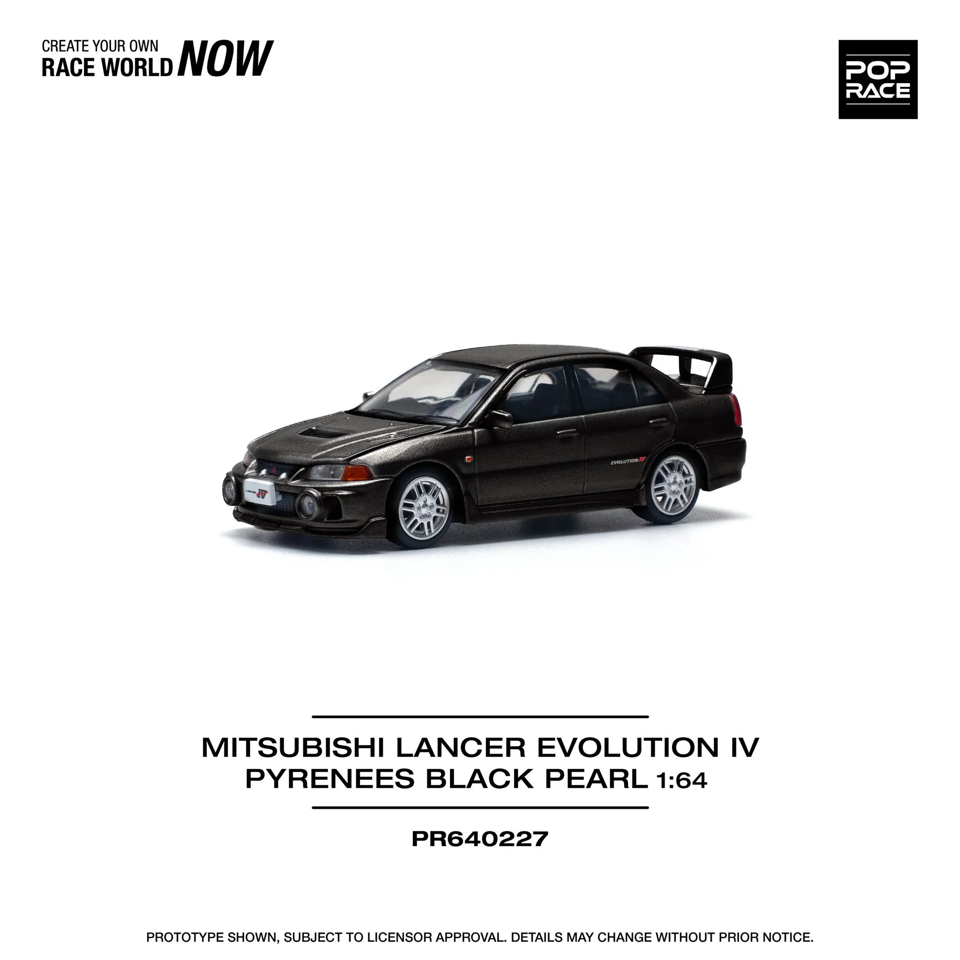 Mitsubishi Lancer Evolution IV Pyreness Black Pearl front three-quarter view