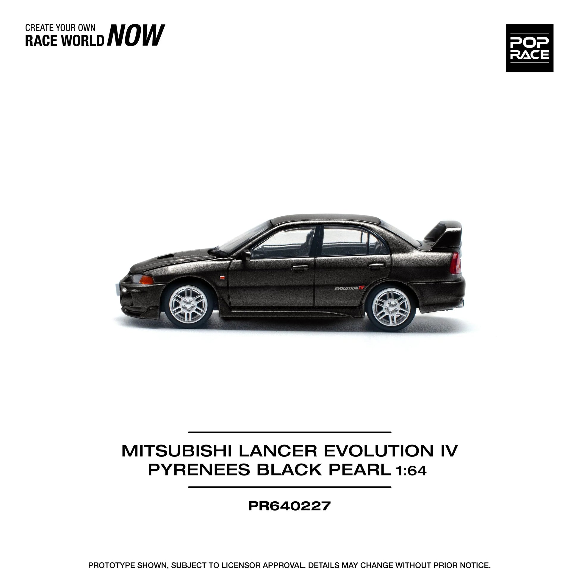Pop Race Mitsubishi Lancer Evolution IV side profile 1:64 diecast