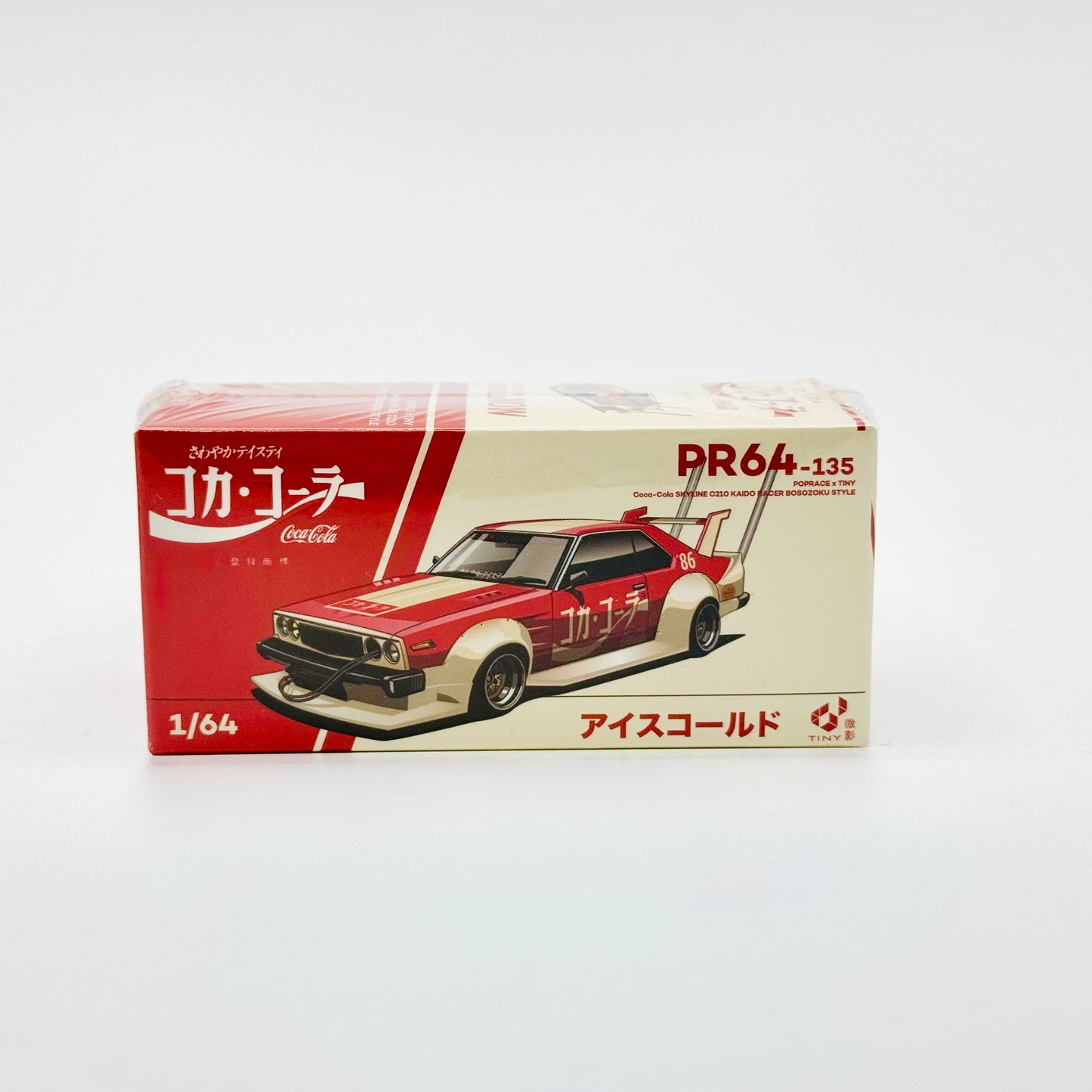 Pop Race Nissan Skyline C210 Kaido Racer Coca Cola boxed front view