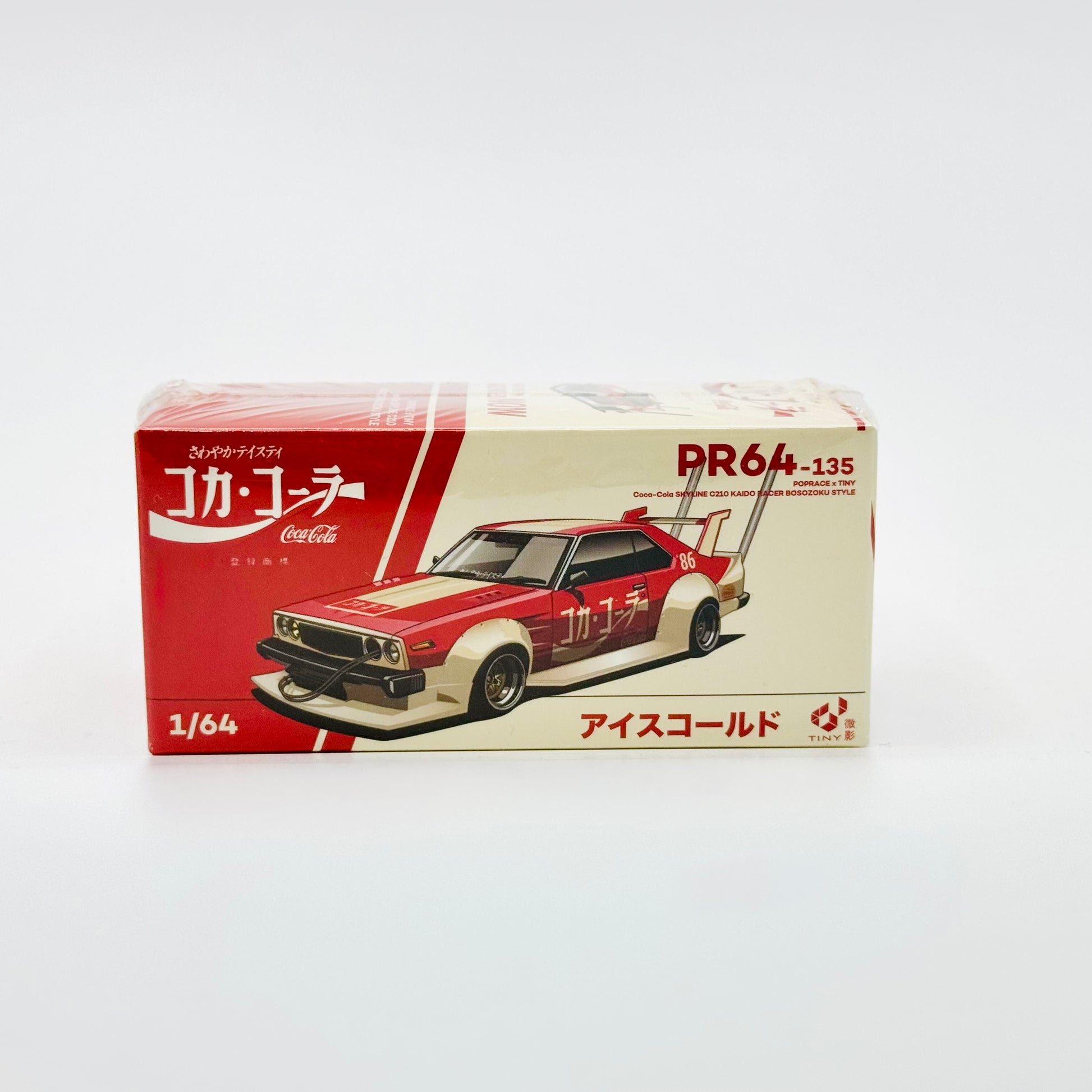 Pop Race Nissan Skyline C210 Kaido Racer Coca Cola boxed front view