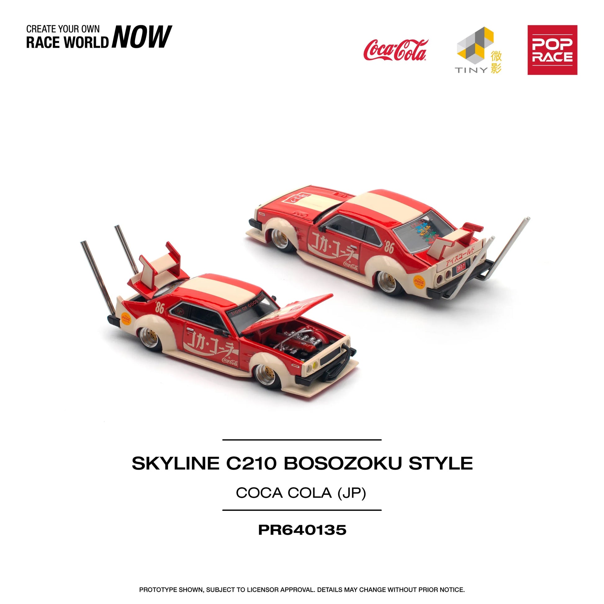 Nissan Skyline C210 Kaido Racer Coca Cola Japan front and back three-quarter view