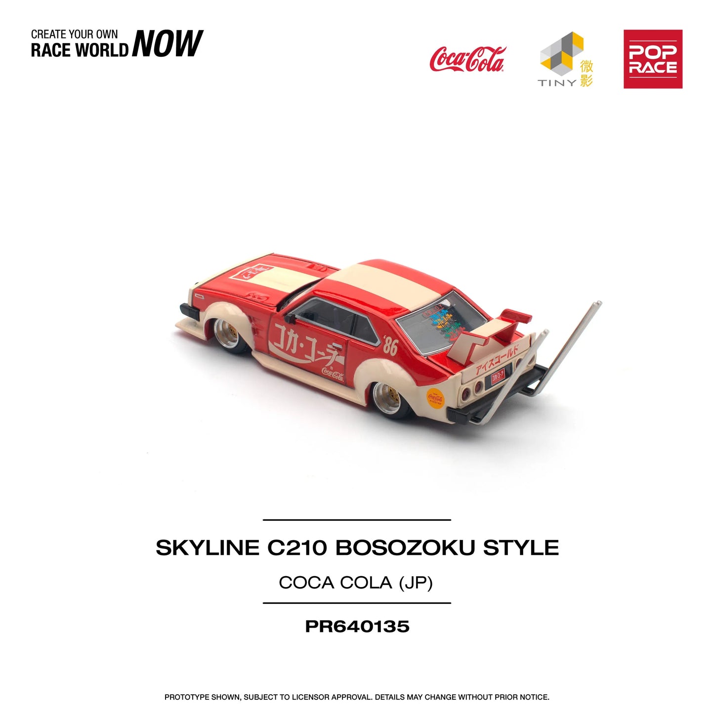 Nissan Skyline C210 Kaido Racer top view highlighting Coca Cola Japan livery and roof