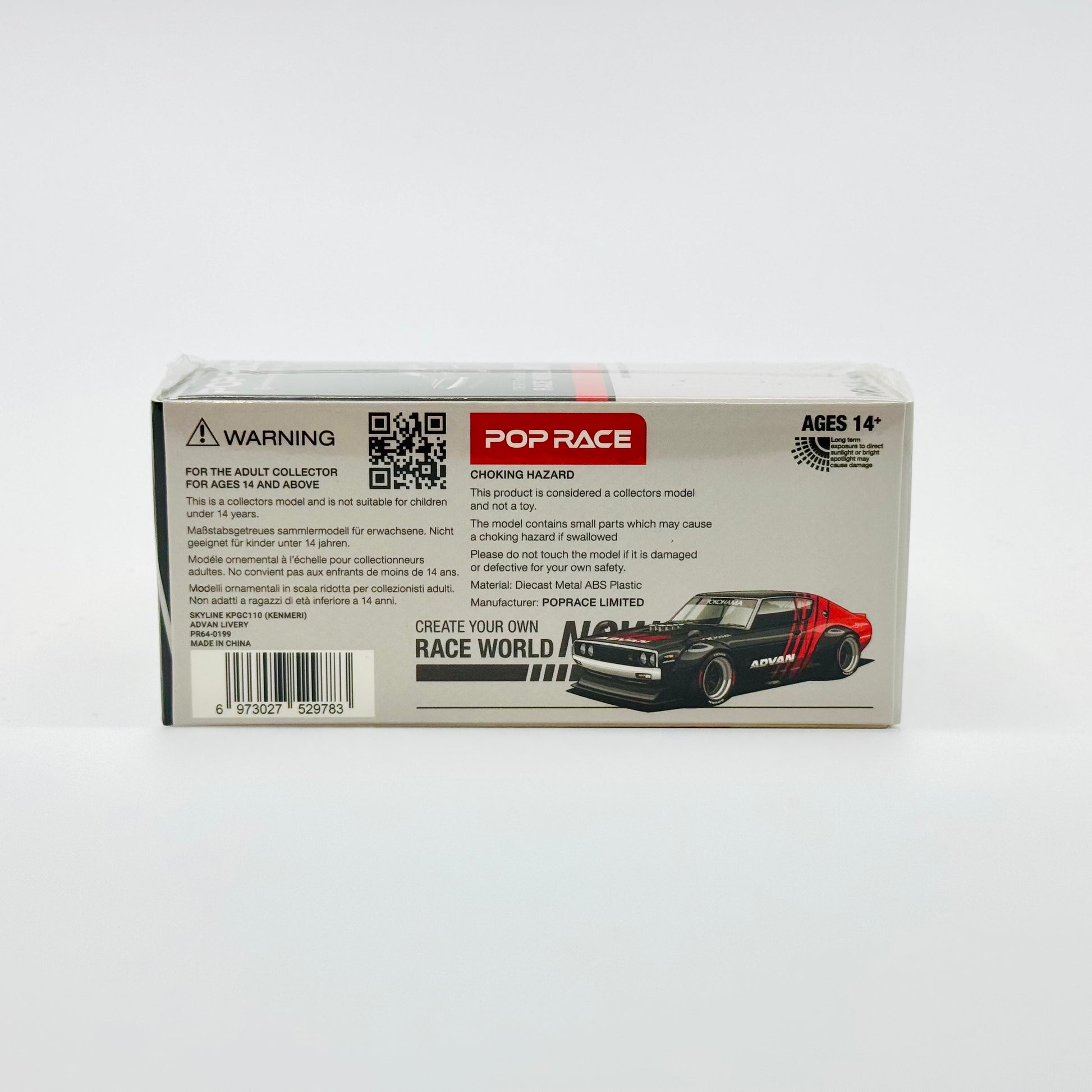 Pop Race Nissan Skyline GT-R Kenmeri Advan boxed rear view