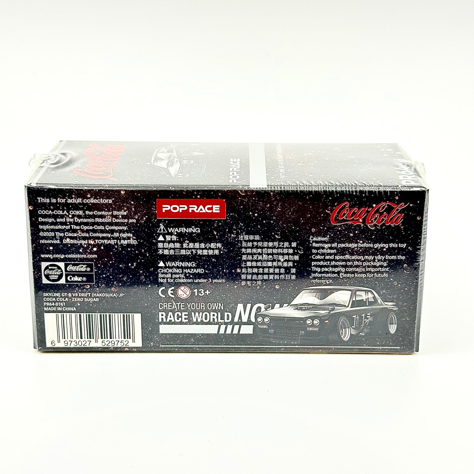Nissan Skyline Hakosuka V8 Drift Coca-Cola Chrome Black packaging rear Pop Race diecast
