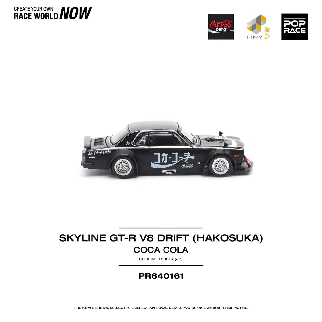 Nissan Skyline Hakosuka V8 Drift Coca-Cola Chrome Black side profile low angle wide stance diecast