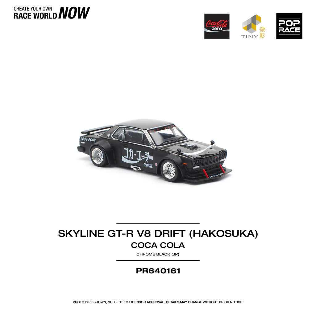 Nissan Skyline Hakosuka V8 Drift Coca-Cola Chrome Black side profile low angle wide stance diecast