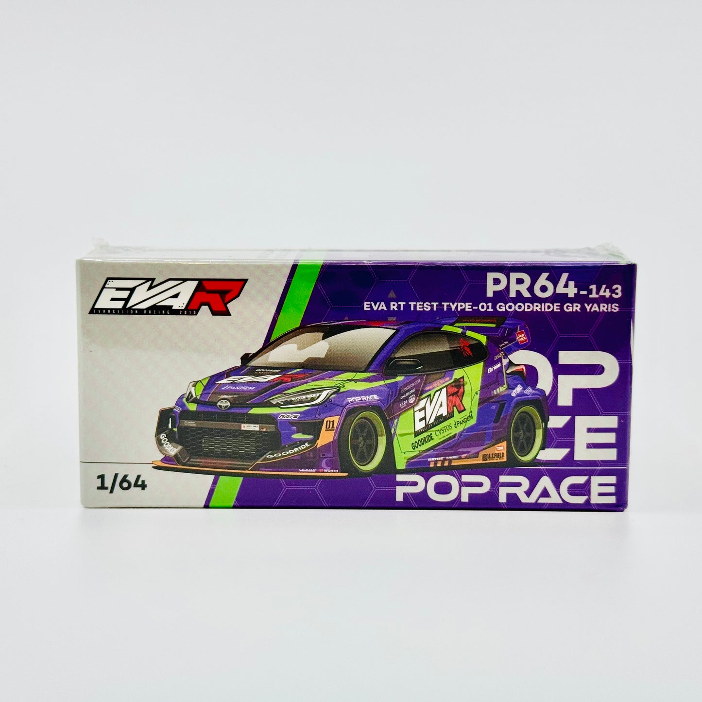 Pop Race Toyota GR Yaris EVA RT TEST TYPE-01 GOODRIDE boxed front view