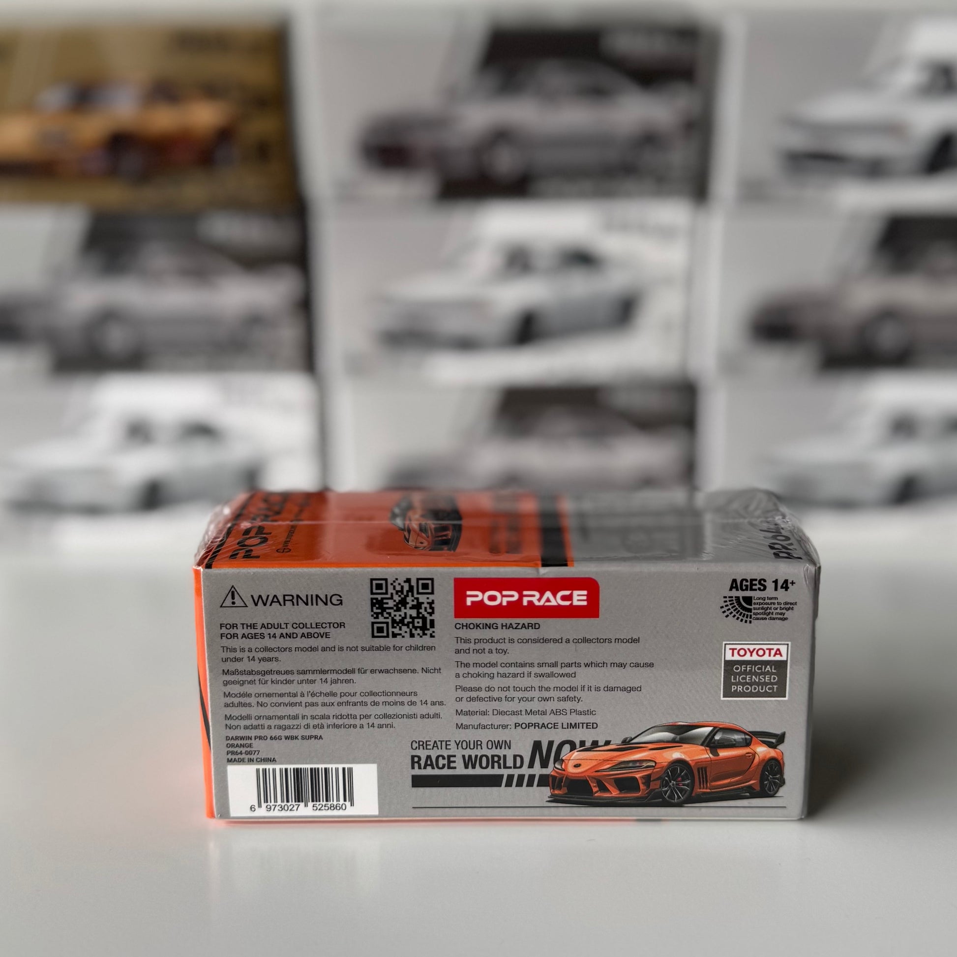 Rear view of Pop Race Toyota Supra A90 in Darwin Pro 66G kit box