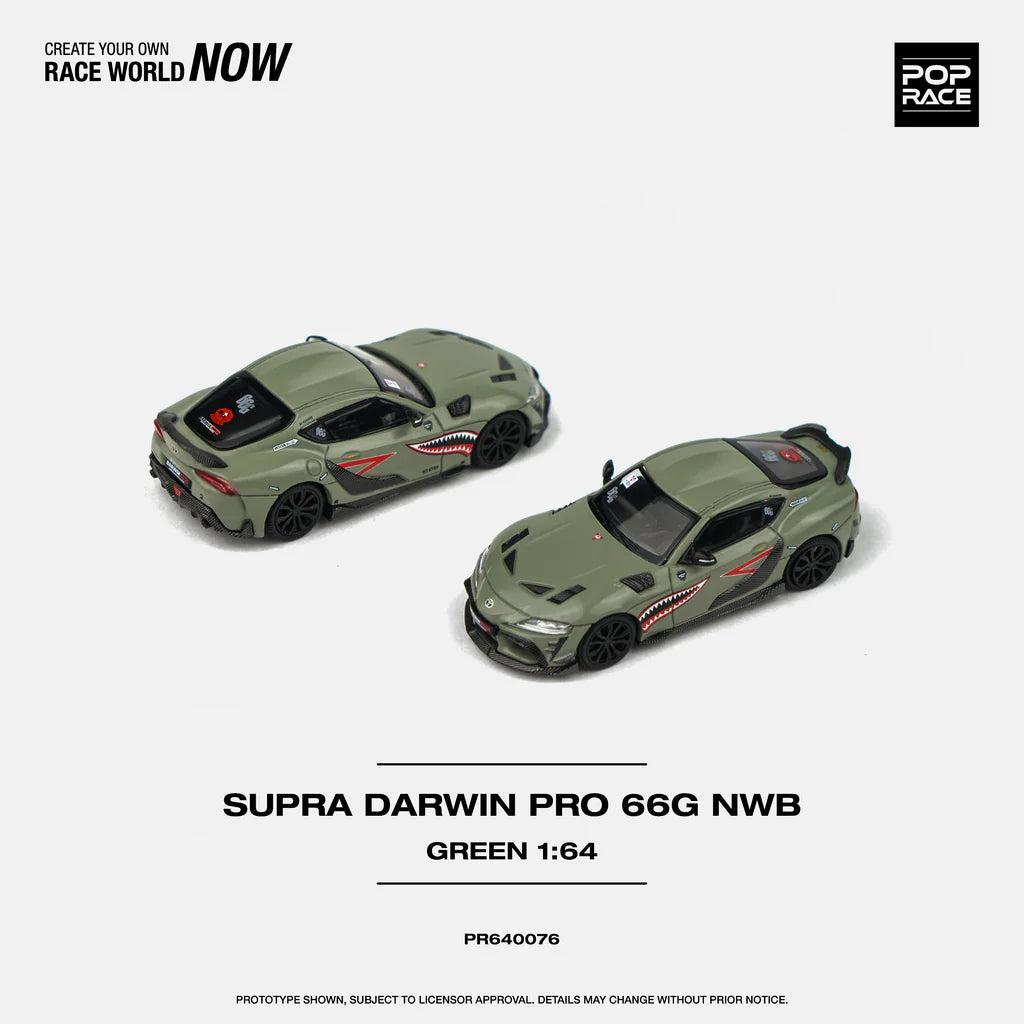 Toyota Supra Darwin Pro 66G NWB Green front three-quarter view