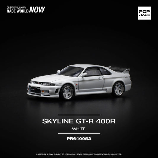 Front view of Nissan GT-R R33 Nismo 400R White 1:64 model car unboxed