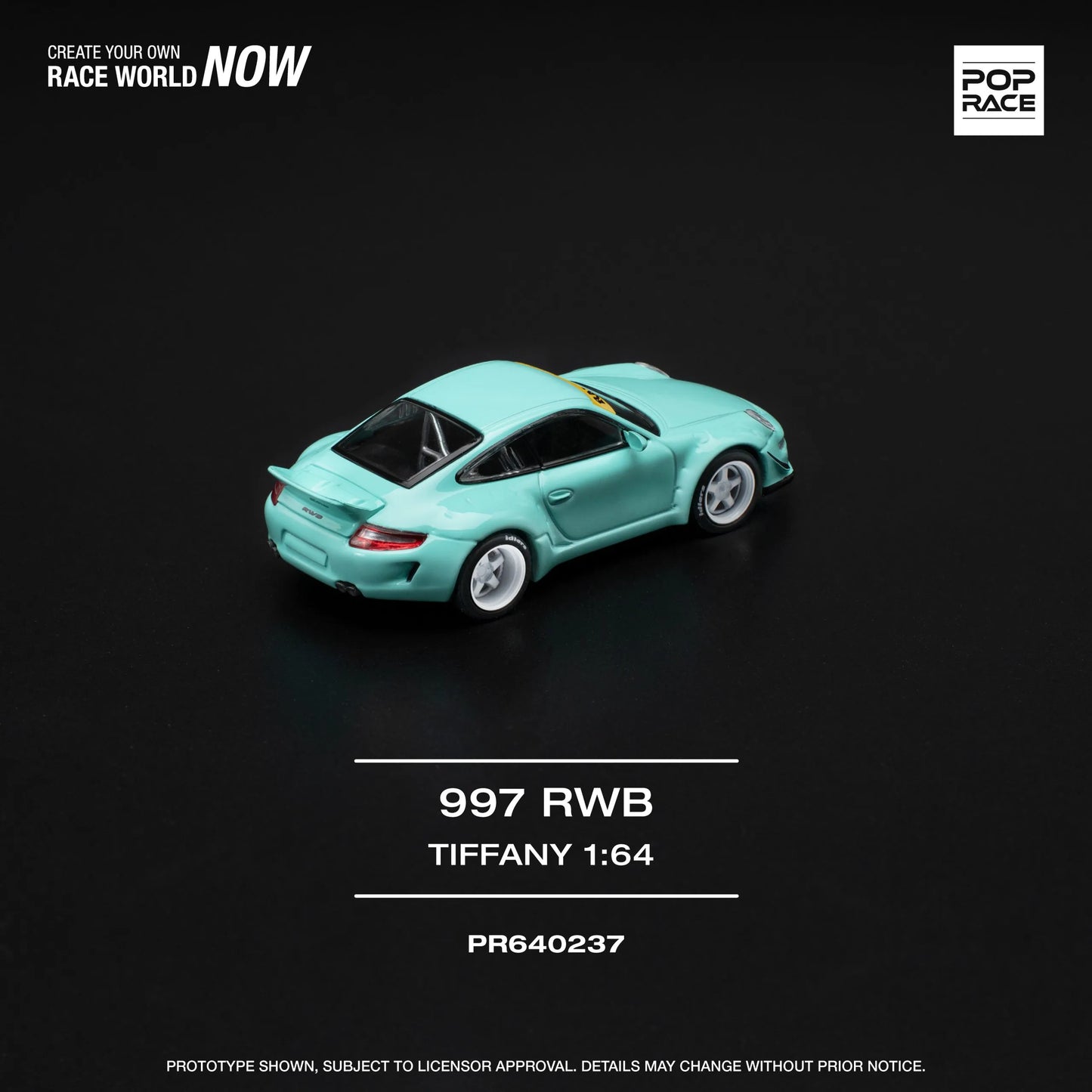 RWB 997 Tiffany Blue 1:64 Diecast Model Car by Pop Race Rear View