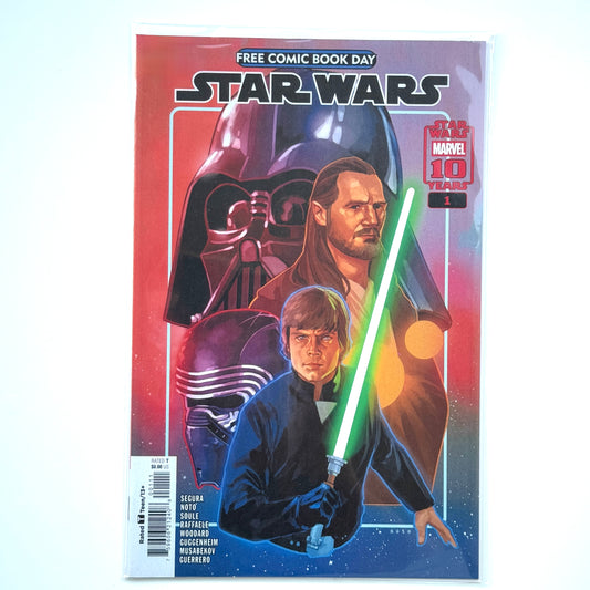 Cover of Star Wars #1 Free Comic Book Day 2025 edition featuring classic Star Wars characters