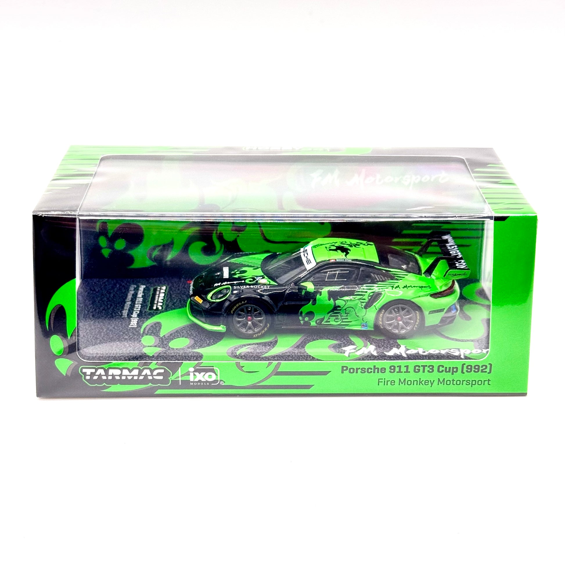 Tarmac Works Porsche 911 GT3 Cup 992 Fire Monkey Motorsport another box front 1:64 diecast model car