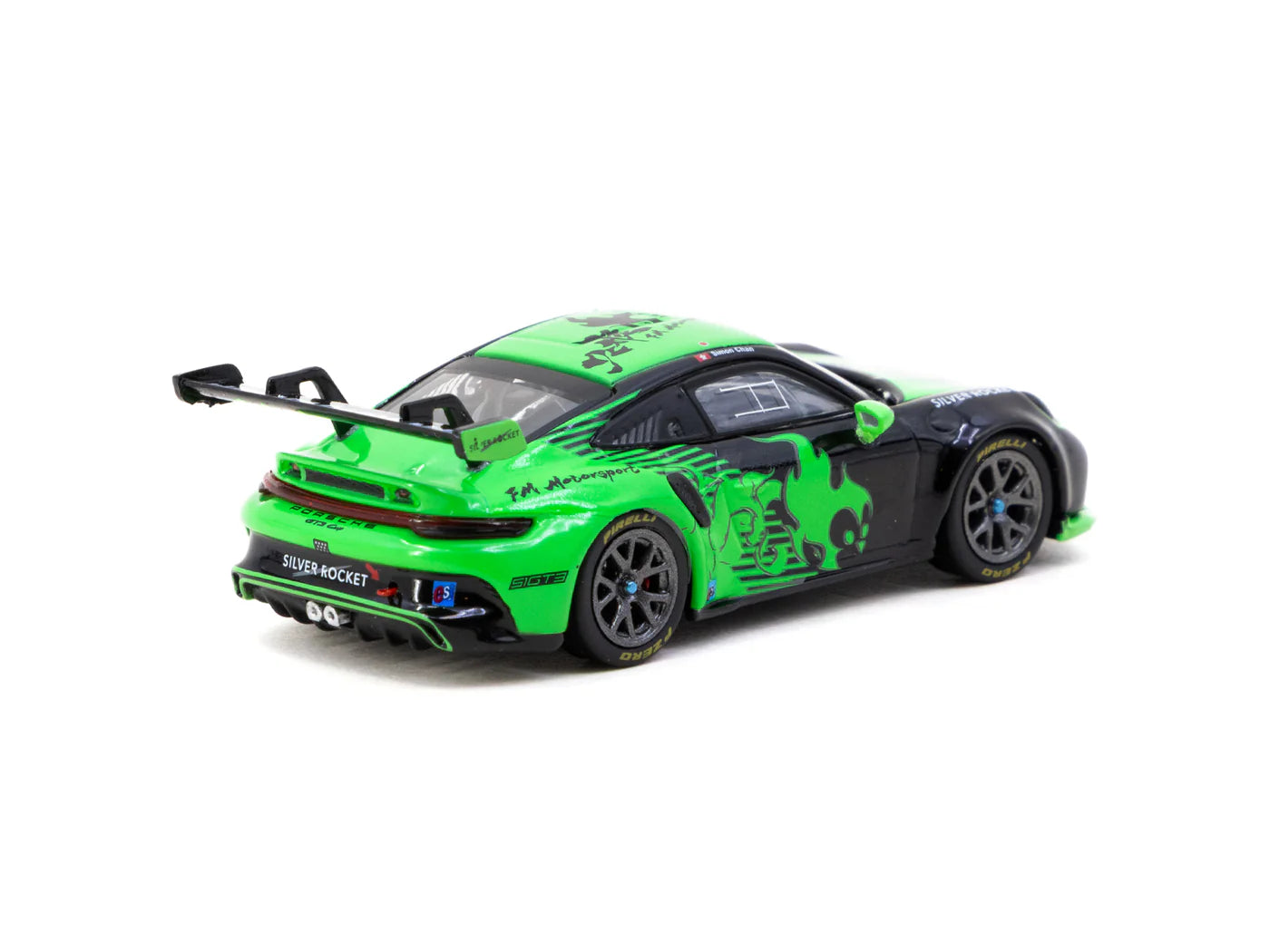 Porsche 911 GT3 Cup 992 Fire Monkey Motorsport rear angle Tarmac Works diecast