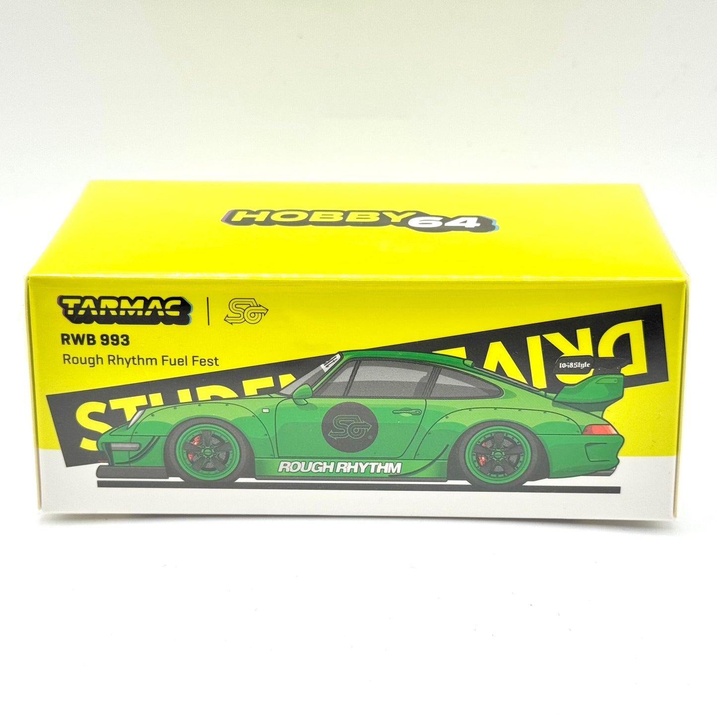Tarmac Works T64-017-SD Porsche RWB 993 Rough Rhythm FuelFest 1:64 diecast box front