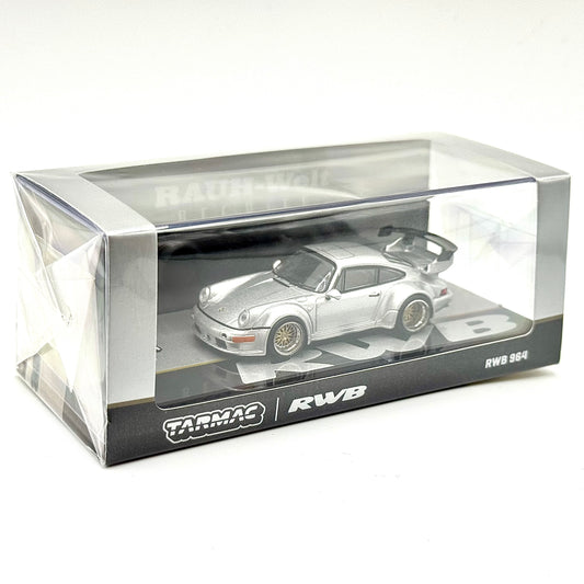 Porsche RWB 964 Silver Tarmac Works packaging angled view