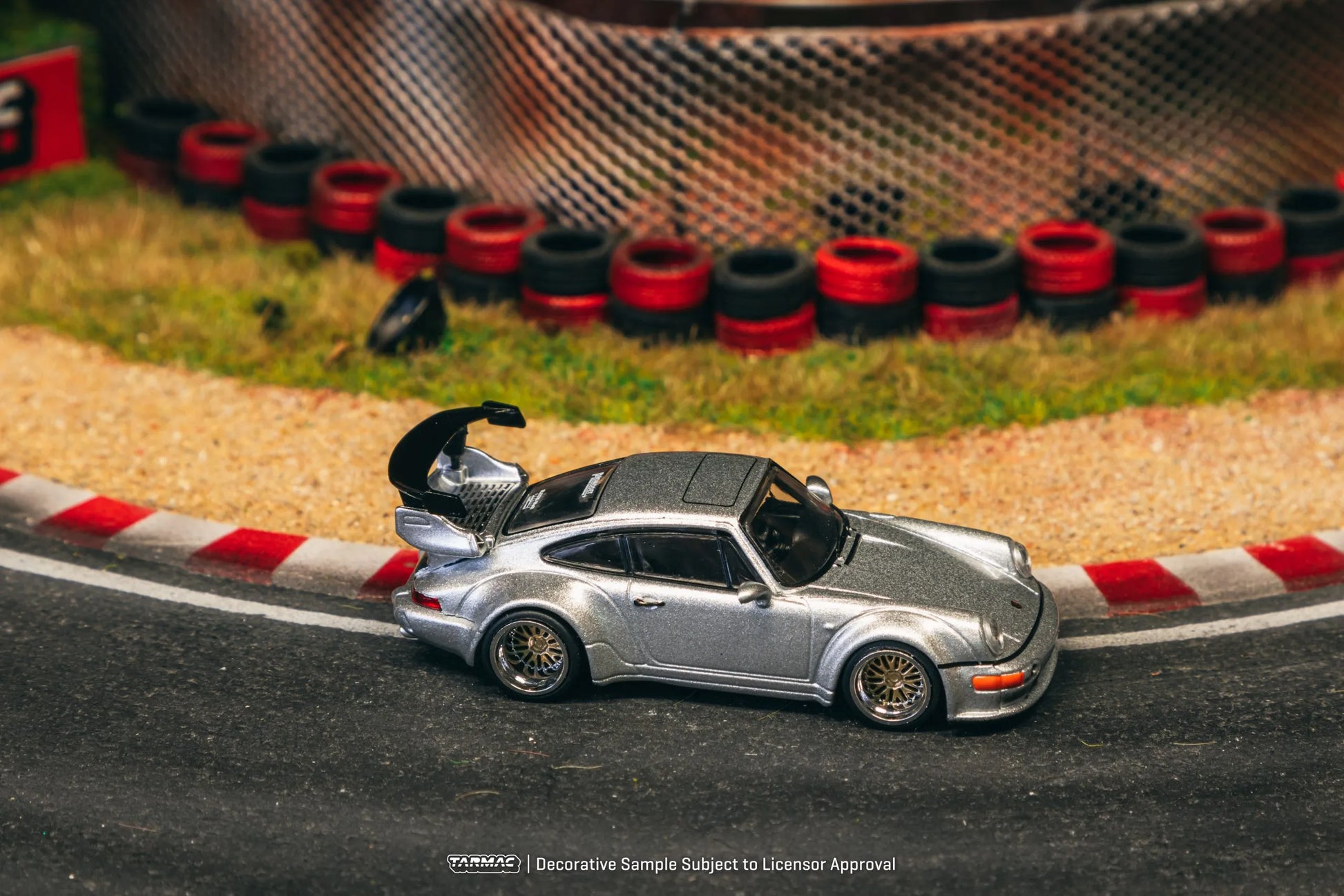 Porsche RWB 964 Silver 1:64 diecast car show diorama setup