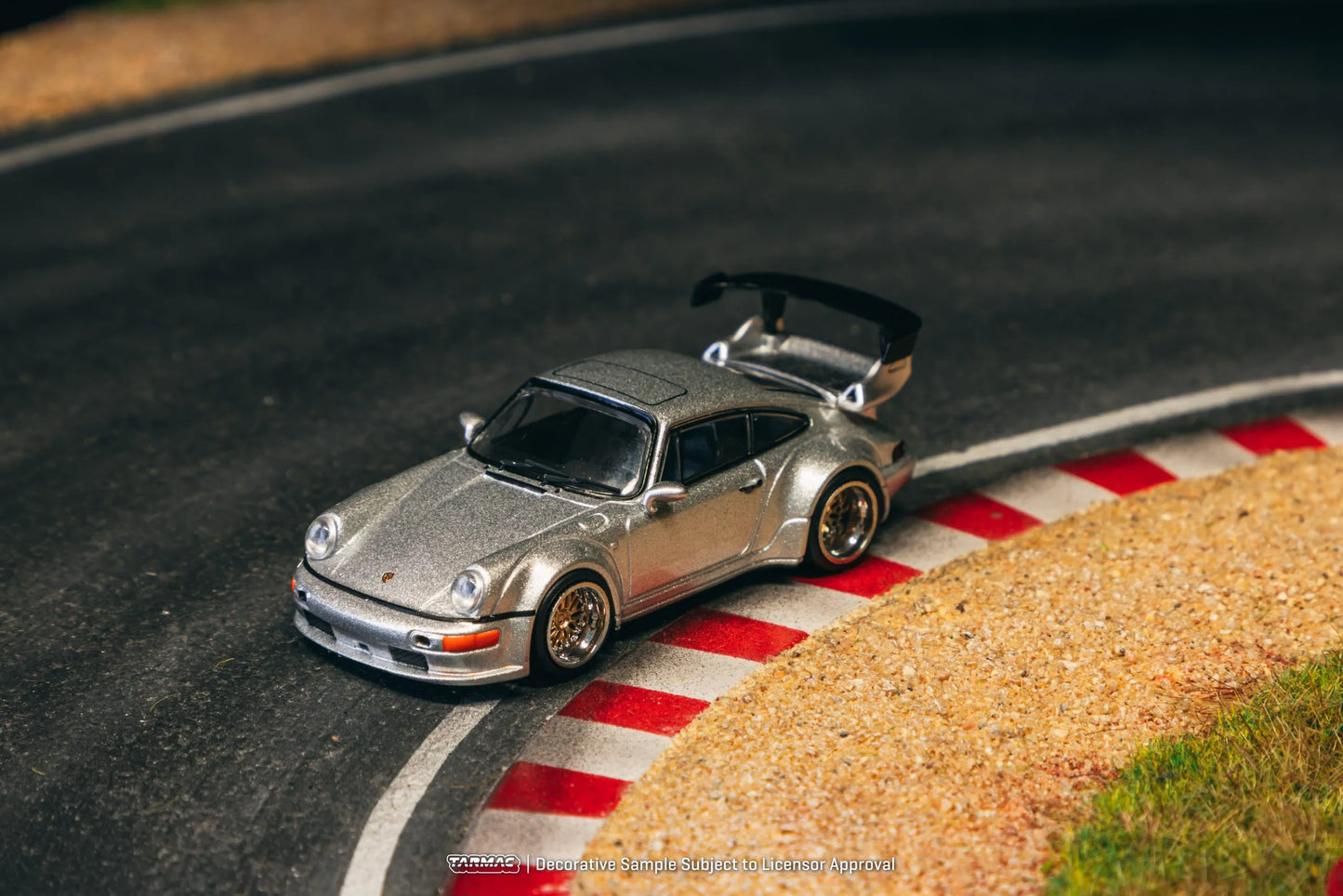 Porsche RWB 964 Silver diecast street scene diorama display
