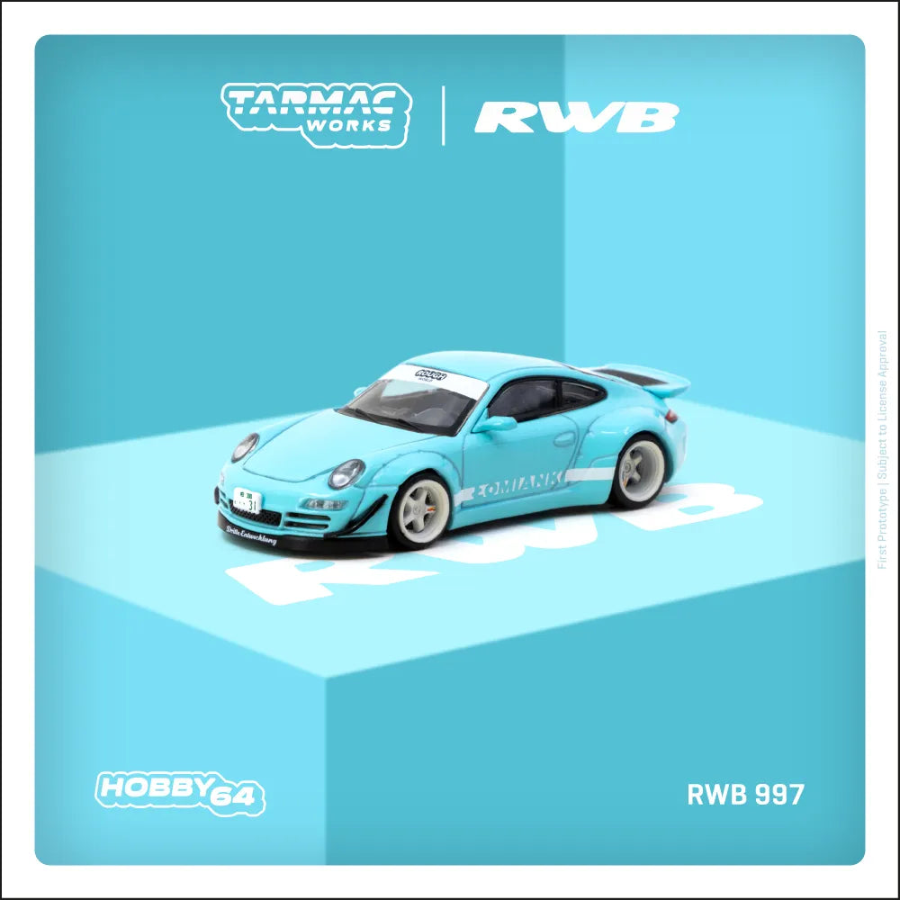 Porsche RWB 997 Lomianki 1:64 diecast front angle view poster