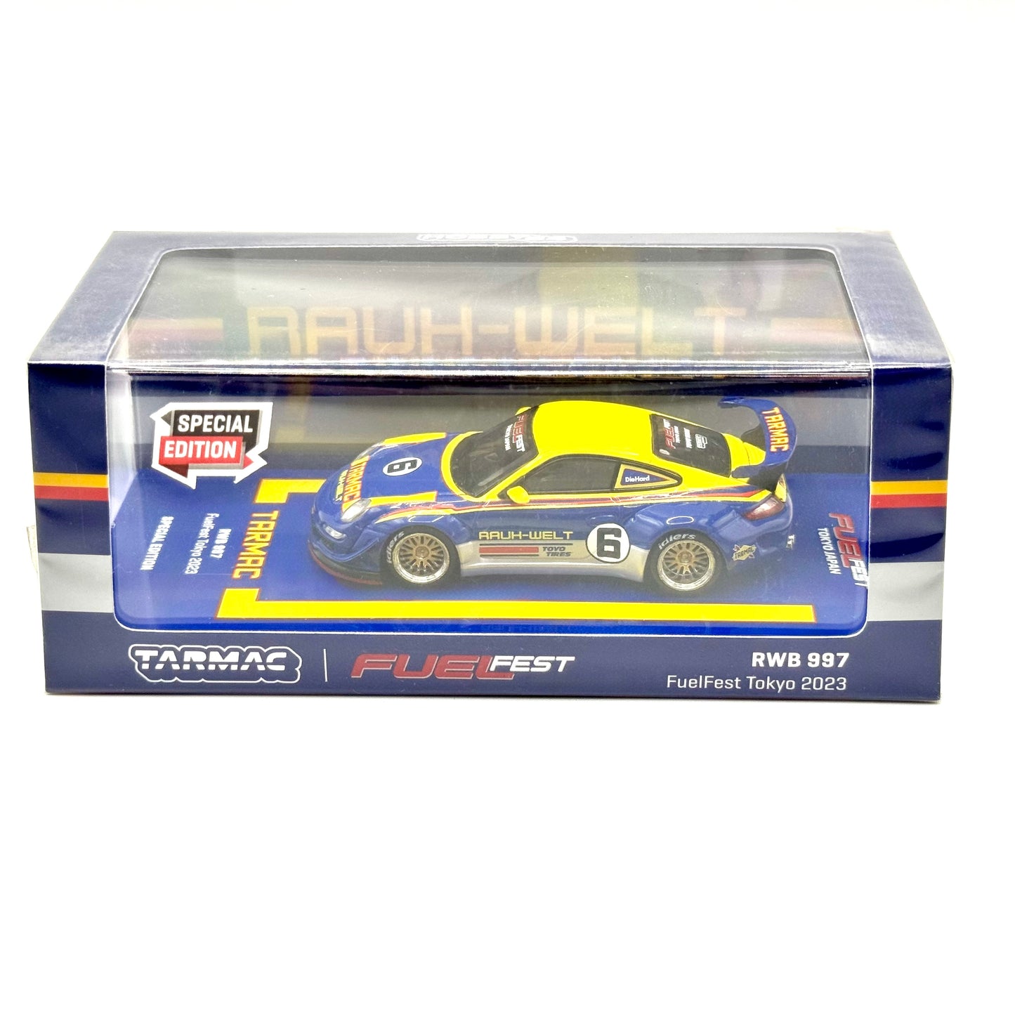 Tarmac Works T64-057-TM Porsche RWB 997 FuelFest Tokyo 2023 Special Edition 1:64 diecast box front