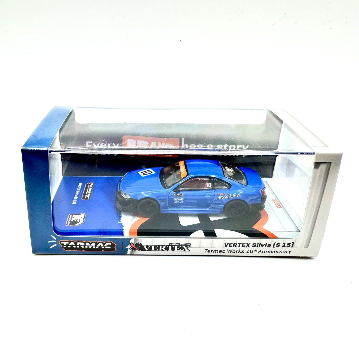 Tarmac Works T64G-023-10TH Nissan Silvia S15 Vertex 10th Anniversary 1:64 diecast box front