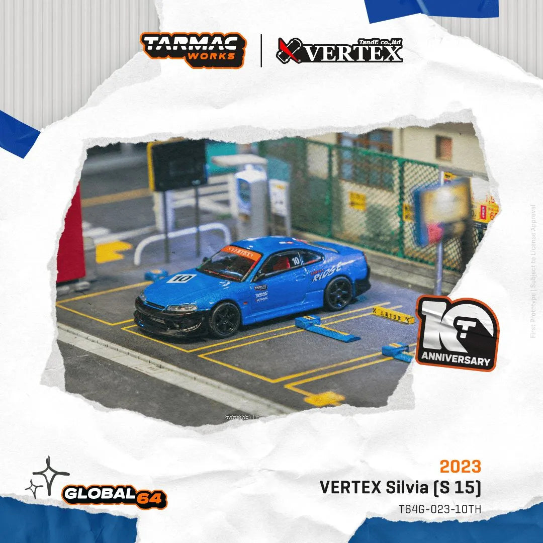Nissan Silvia S15 Vertex 10th Anniversary 1:64 diecast drift scene diorama poster