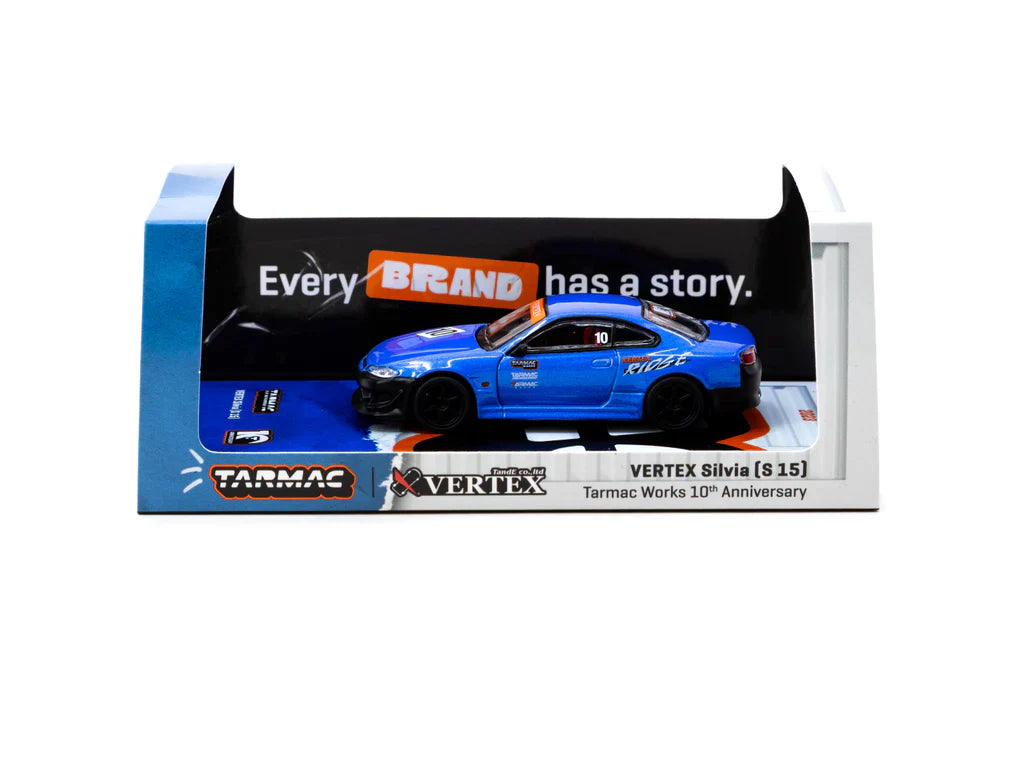 Tarmac Works T64G-023-10TH Nissan Silvia S15 Vertex 10th Anniversary 1:64 diecast unboxed front