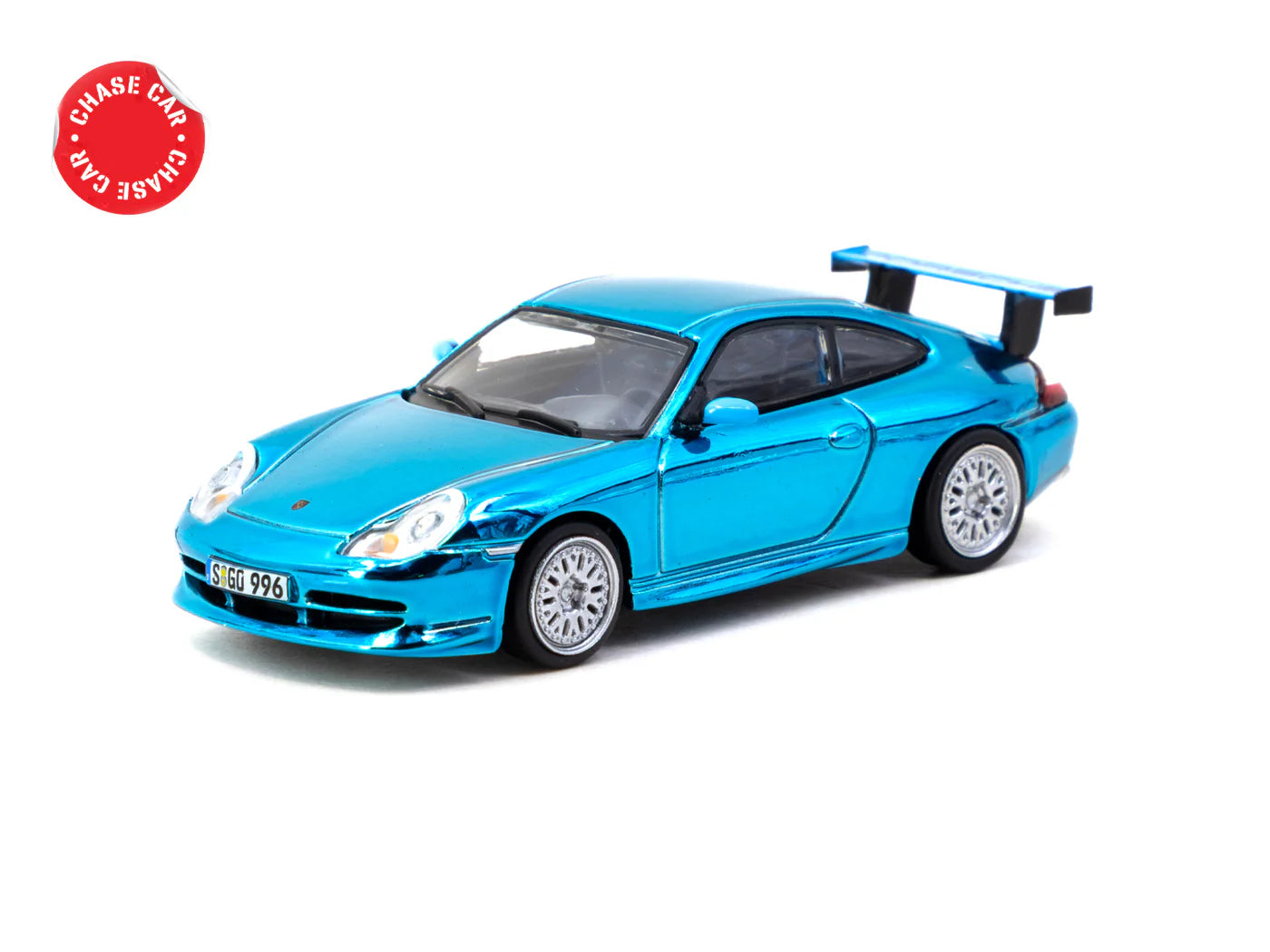 Porsche 911 GT3 Type 996 Light Blue 1:64 diecast front angle view