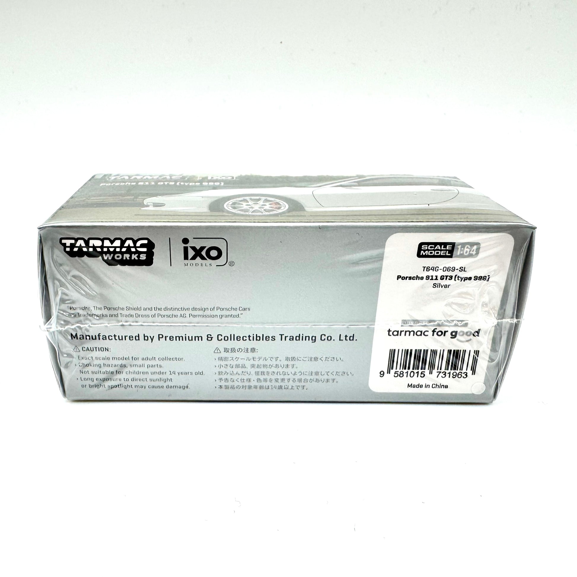 Porsche 911 GT3 996 Silver diecast packaging rear view
