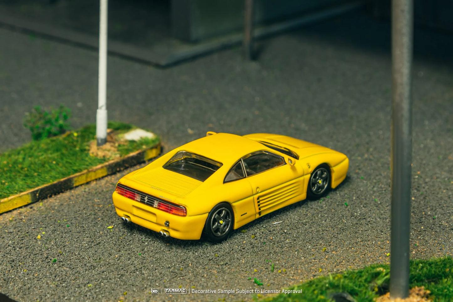 Ferrari 348 Challenge Yellow diecast racetrack diorama setup rear
