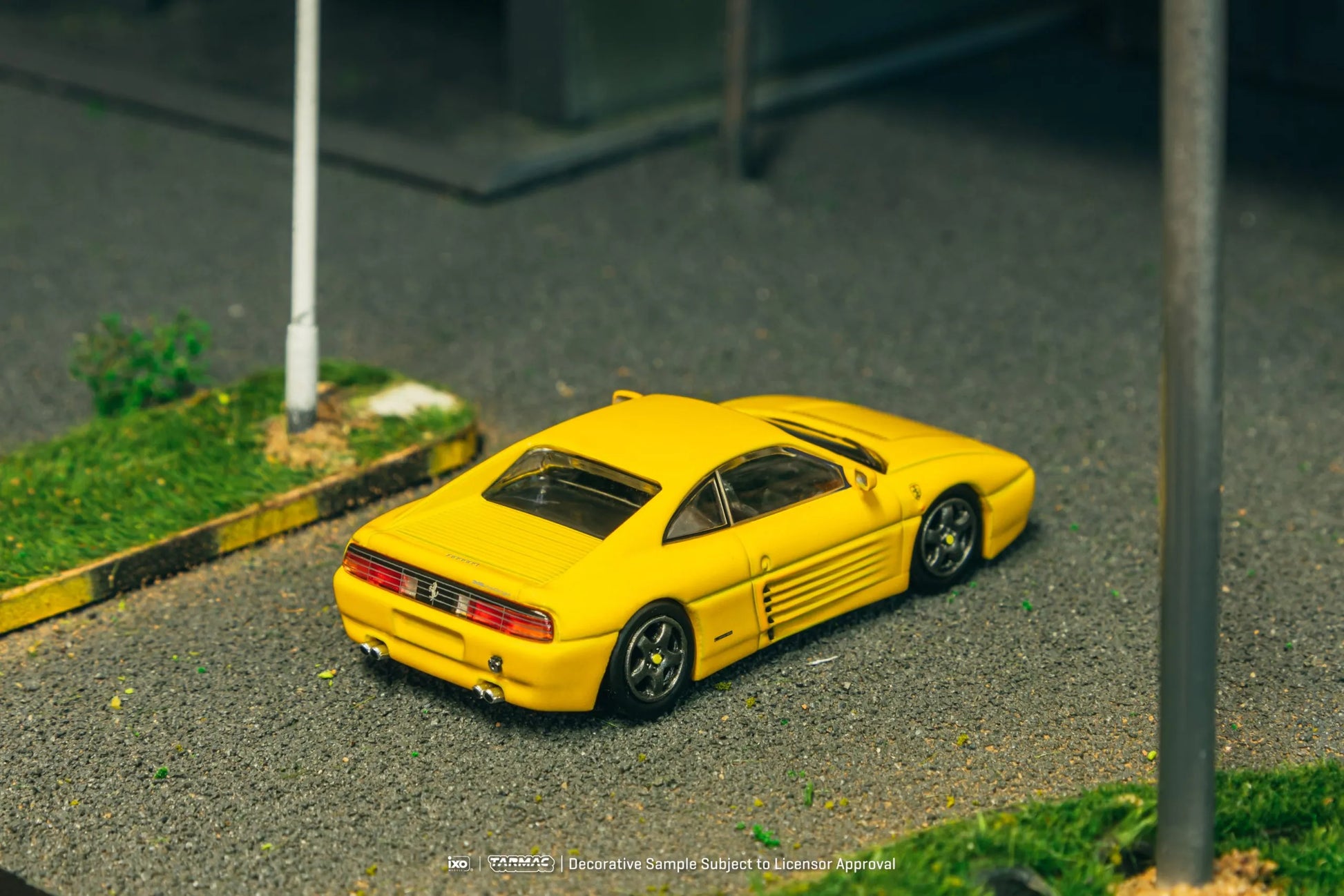 Ferrari 348 Challenge Yellow diecast racetrack diorama setup rear
