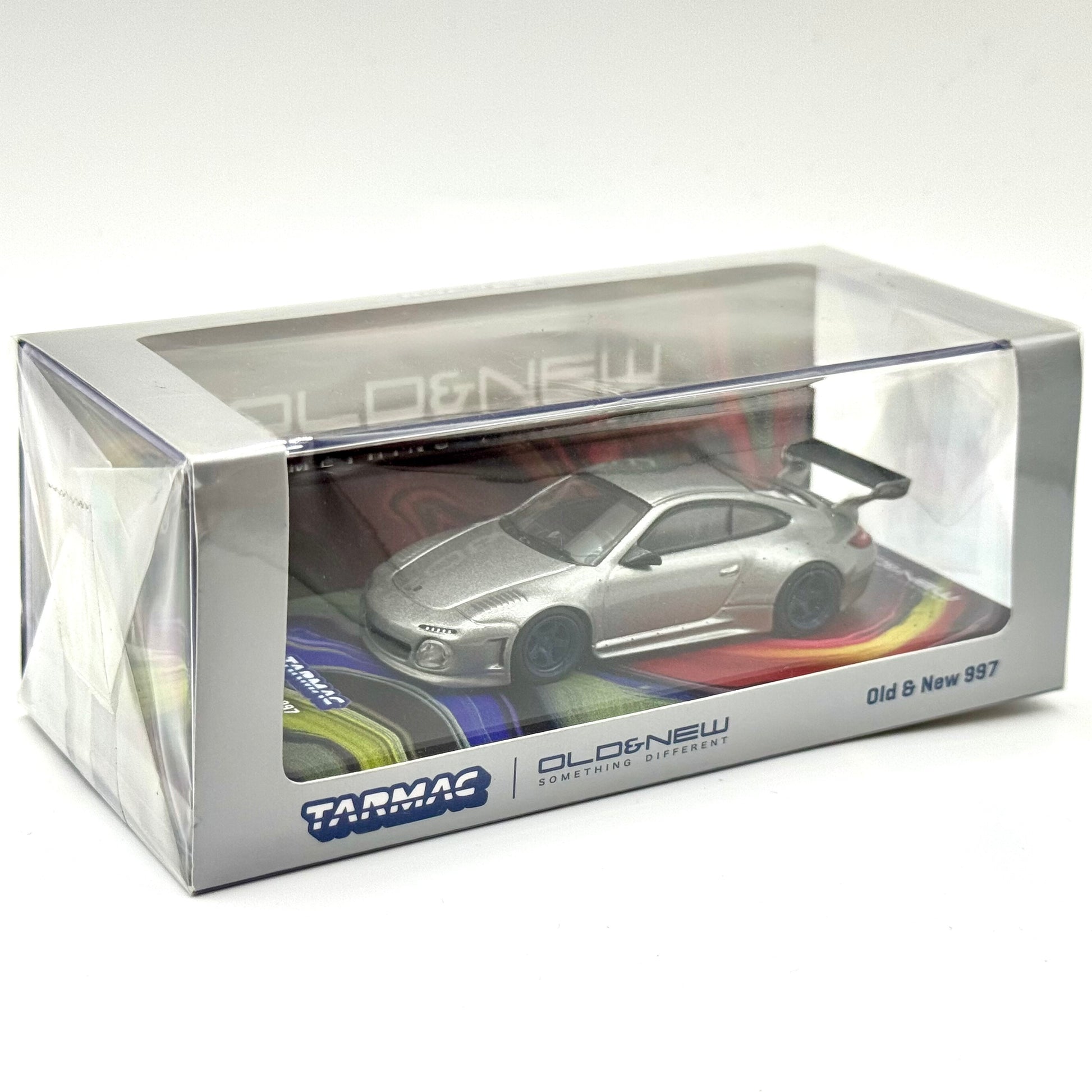 Tarmac Works Porsche 997 Gray Metallic 1:64 diecast box side
