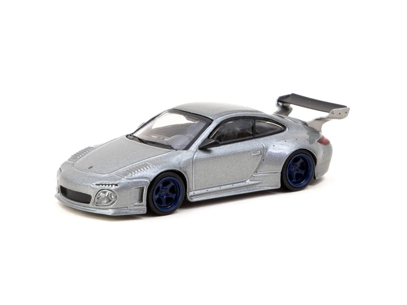 Porsche 997 Gray Metallic 1:64 diecast front angle view
