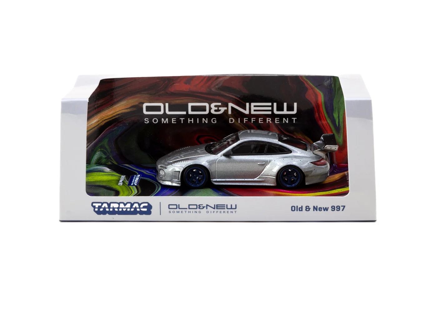 Tarmac Works T64R-TL053-GRY Porsche 997 Old & New Gray Metallic 1:64 diecast box front