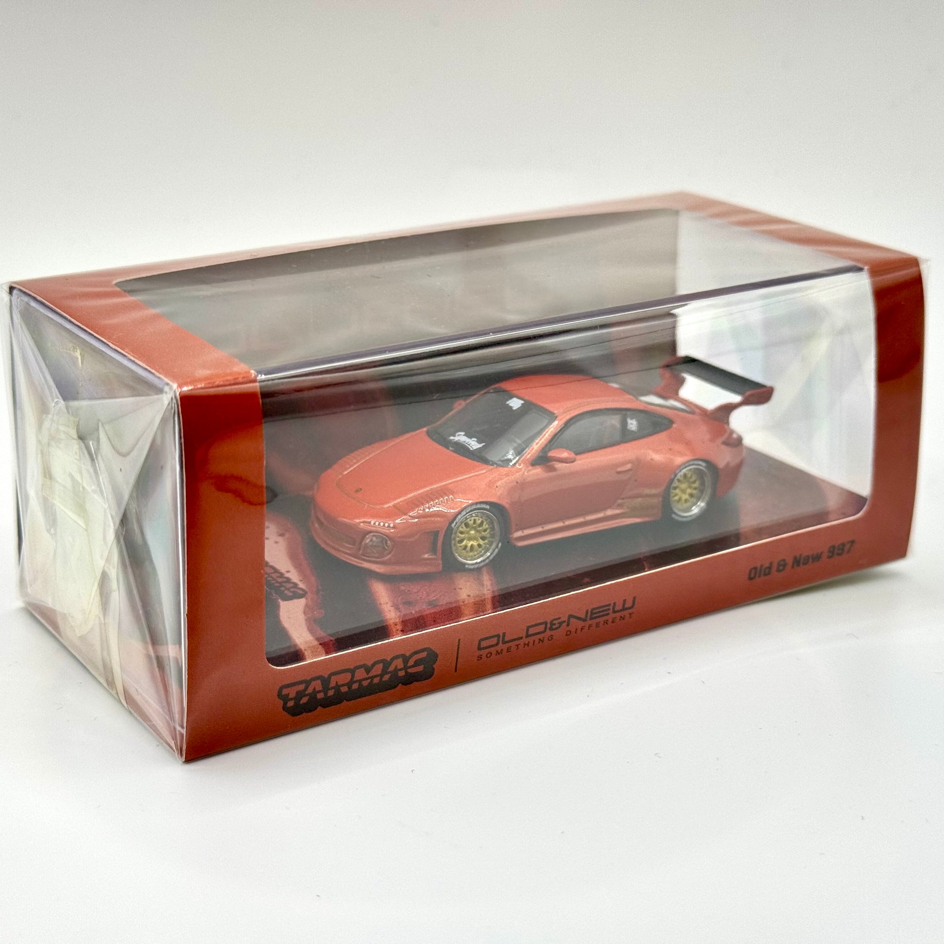 Porsche 997 Red Metallic Tarmac Works packaging angled view