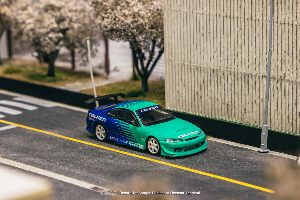 Display view of 1:64 Nissan Silvia S15 Vertex Falken model by Tarmac Works