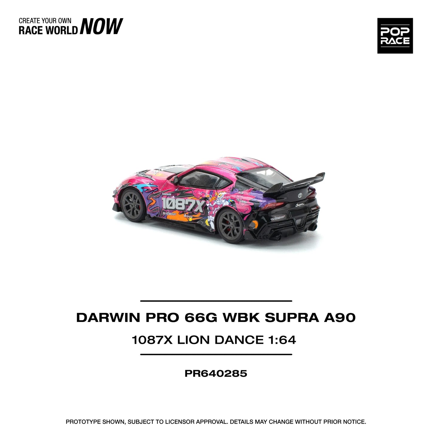 Left side view of Pop Race 1:64 Toyota Supra Lion Dance edition
