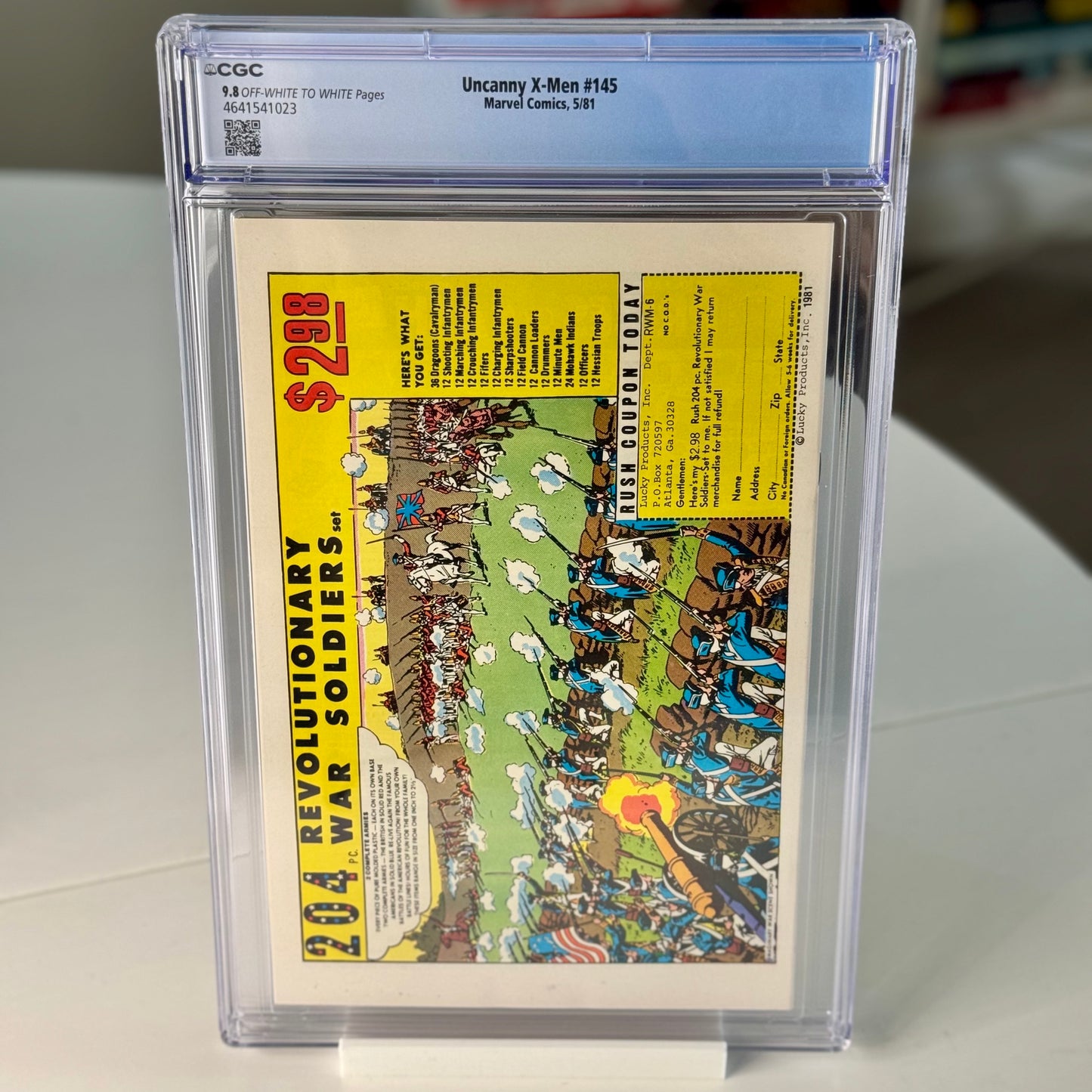 Back of Uncanny X-Men #145 CGC 9.8 graded comic slab