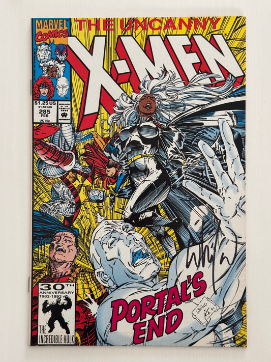Front cover of The Uncanny X-Men #285 comic book signed by Whilce Portacio, featuring the first appearance of Mikhail Rasputin