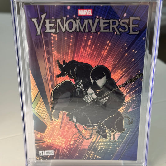 Close up of Venomverse #1 CGC 9.8 foil cover details