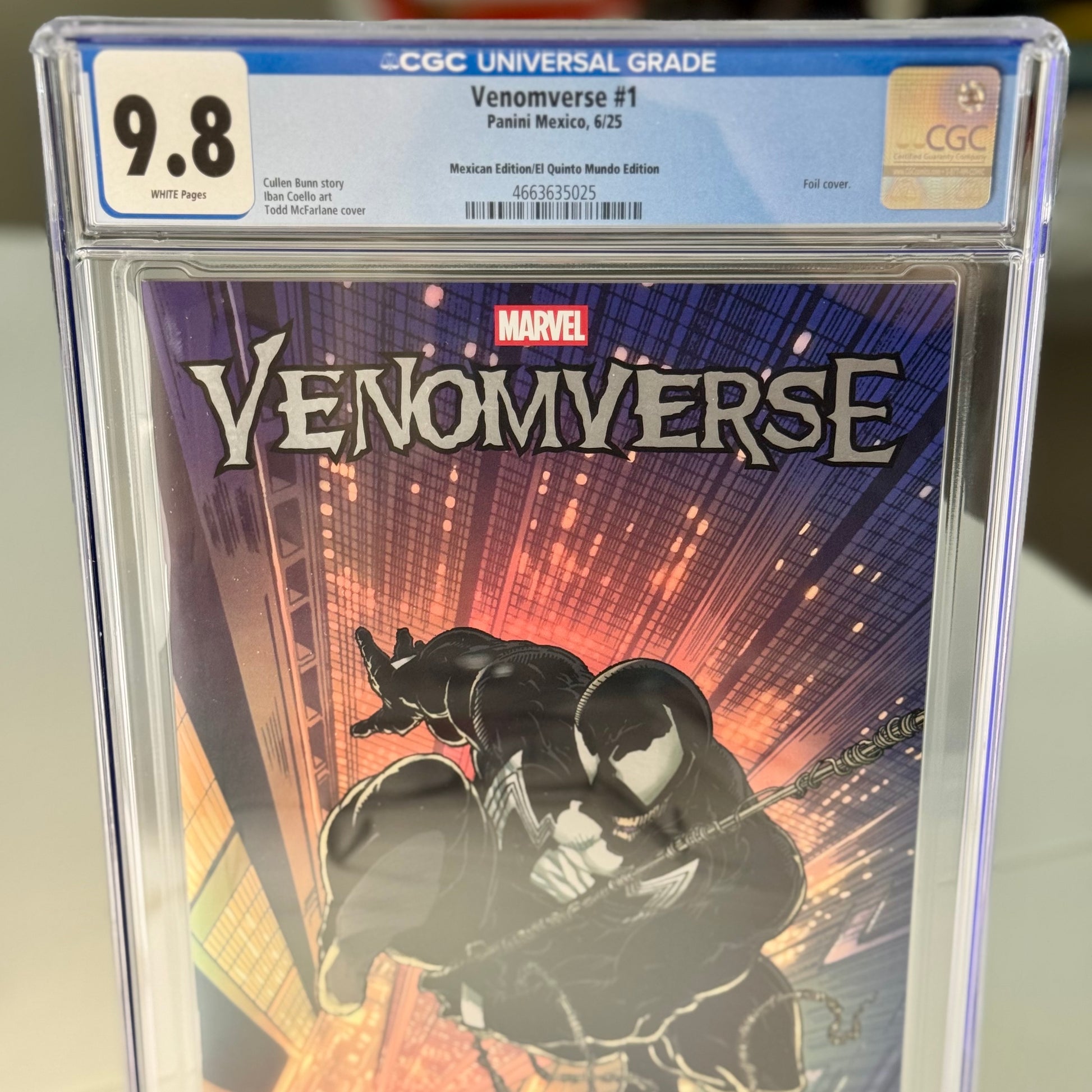 CGC 9.8 label for Venomverse #1 Panini Mexico edition